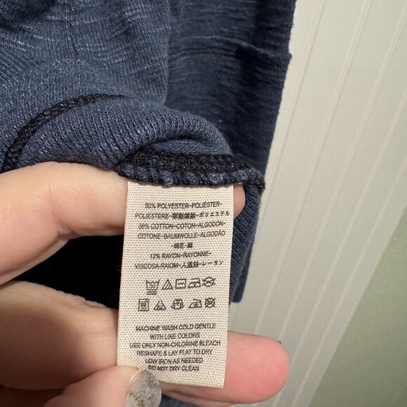 Free People Blue Sienna Thermal Top Turtleneck Size Large - Picture 4 of 5